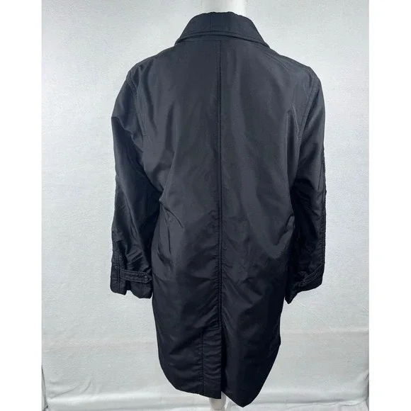 VTG Lauren Ralph Lauren Rain Jacket Black Trench‎ Coat Womens M Fleece Lined - Picture 3 of 10